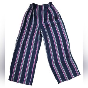 United Arrows Green Label Navy Pink & White Striped Wide Leg Pants 36EU XS US
